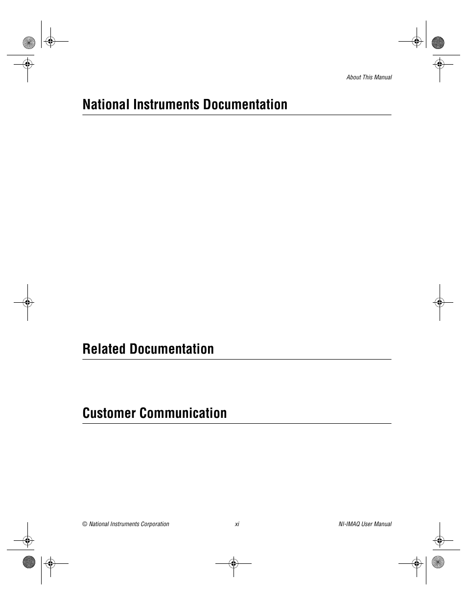 National instruments documentation, Related documentation, Customer communication | National Instruments Image Acquisition Software User Manual | Page 9 / 68