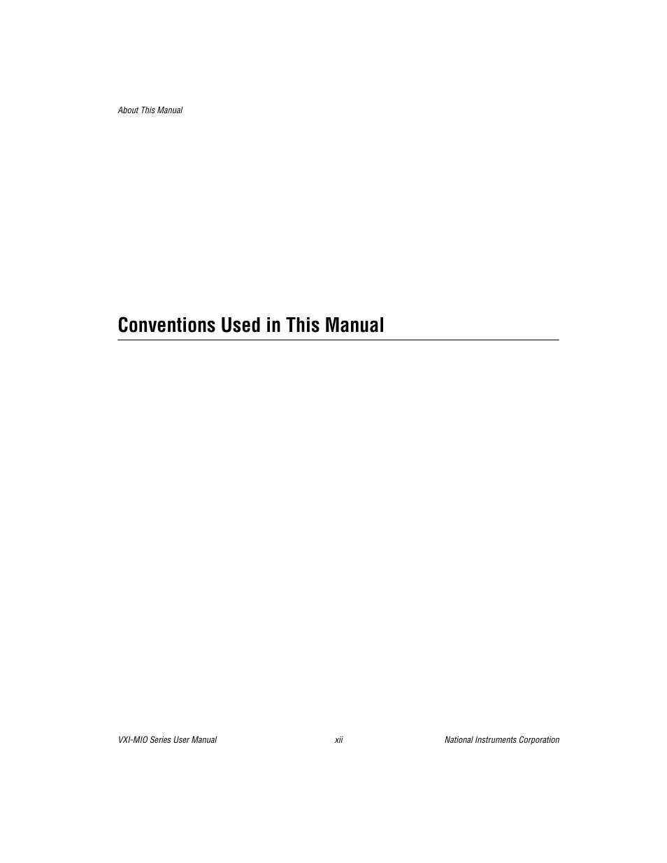 Conventions used in this manual | National Instruments VXI-MIO Series User Manual | Page 11 / 151