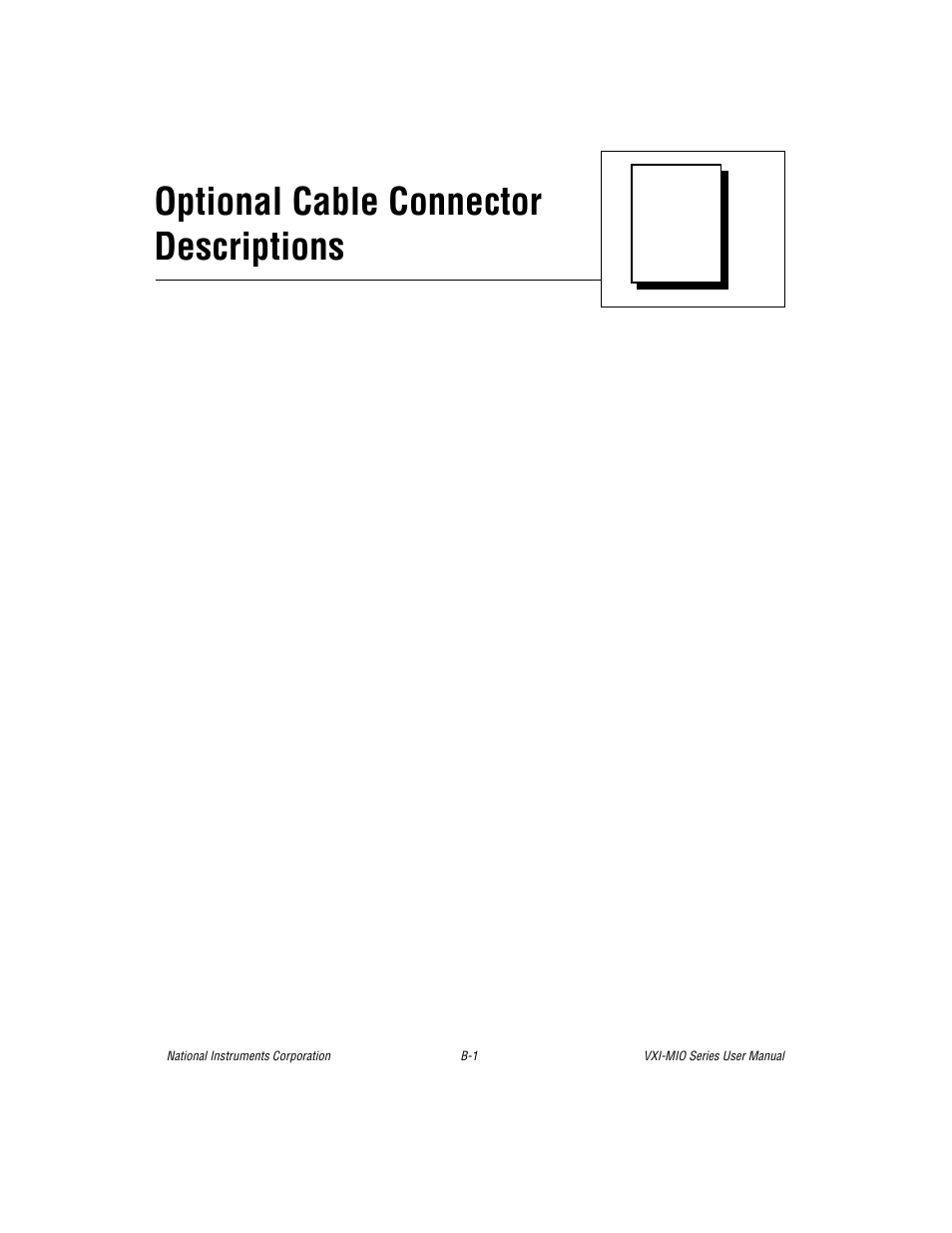 Appendix b optional cable connector descriptions, Optional cable connector descriptions | National Instruments VXI-MIO Series User Manual | Page 111 / 151