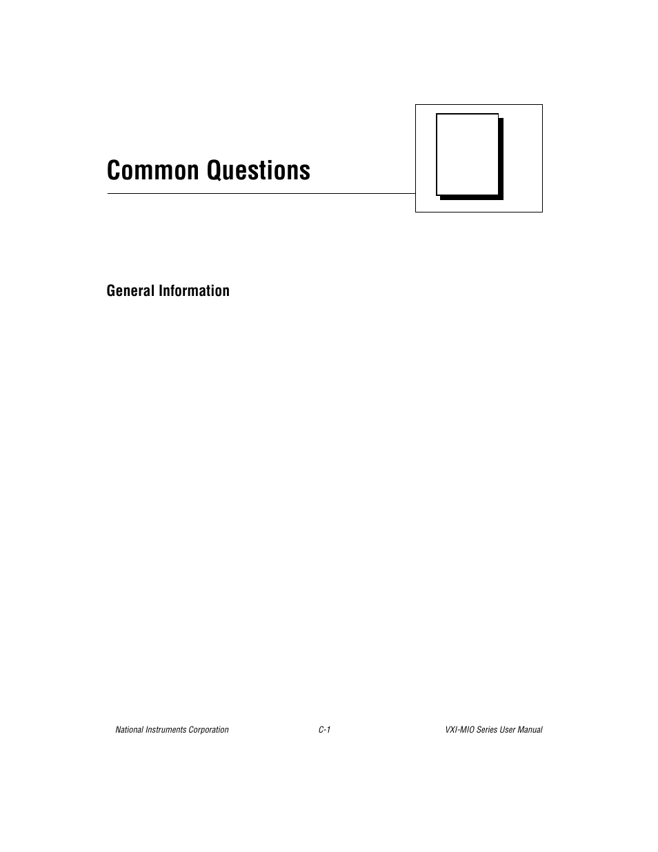 Appendix c common questions, General information, Common questions | National Instruments VXI-MIO Series User Manual | Page 114 / 151