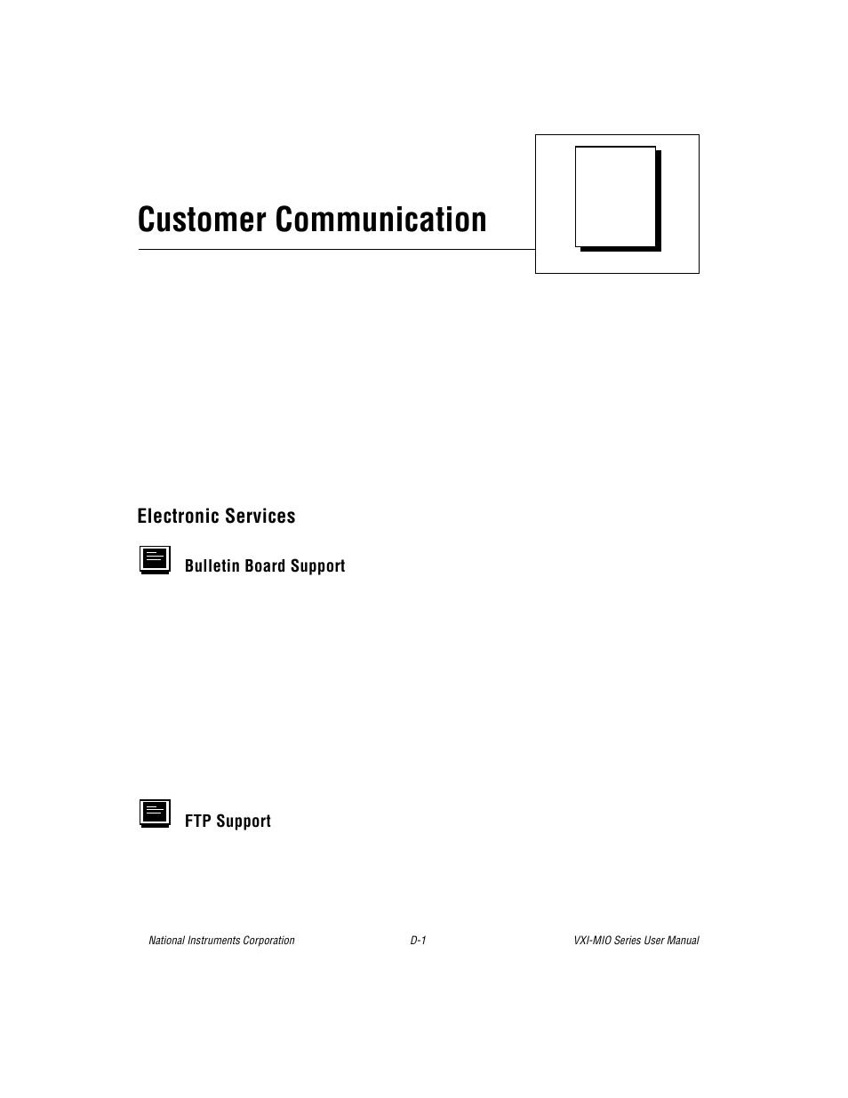 Appendix d customer communication, Customer communication | National Instruments VXI-MIO Series User Manual | Page 120 / 151