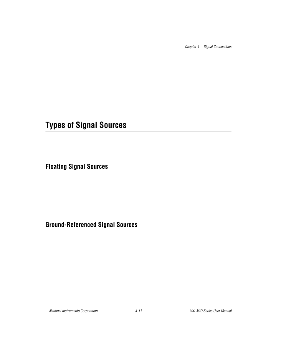 Types of signal sources, Floating signal sources, Ground-referenced signal sources | Types of signal sources -11 | National Instruments VXI-MIO Series User Manual | Page 57 / 151