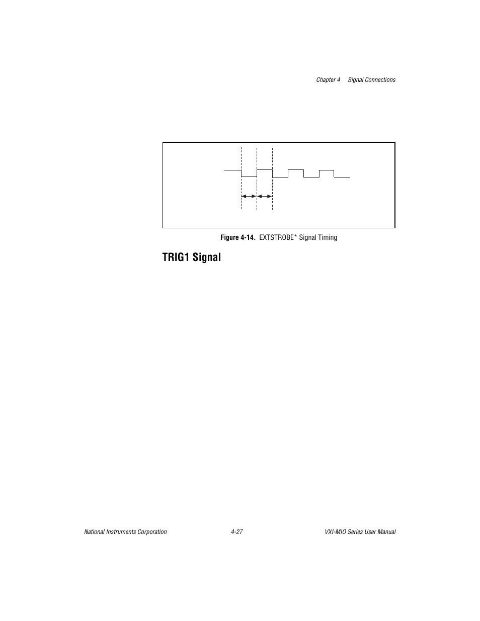 Trig1 signal, Figure 4-14. extstrobe* signal timing, Trig1 signal -27 | Figure 4-14. extstrobe* signal timing -27 | National Instruments VXI-MIO Series User Manual | Page 73 / 151