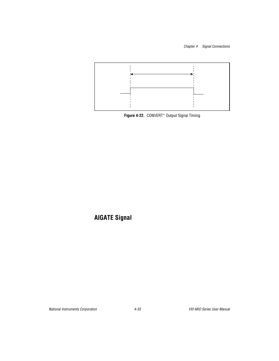 Aigate signal, Figure 4-22. convert* output signal timing, Aigate signal -33 | Figure 4-22. convert* output signal timing -33 | National Instruments VXI-MIO Series User Manual | Page 79 / 151