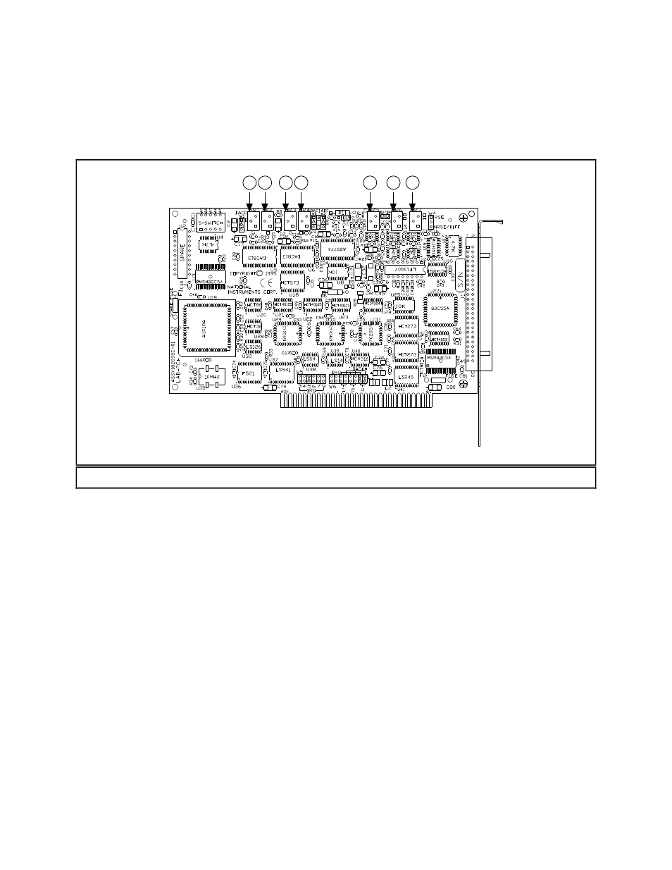 Calibration trimpots, Figure 5-1. calibration trimpot location diagram, Figure 5-1 | Calibration trimpot location diagram | National Instruments Low-Cost Multifunction I/O Board for ISA Lab-PC+ User Manual | Page 75 / 211