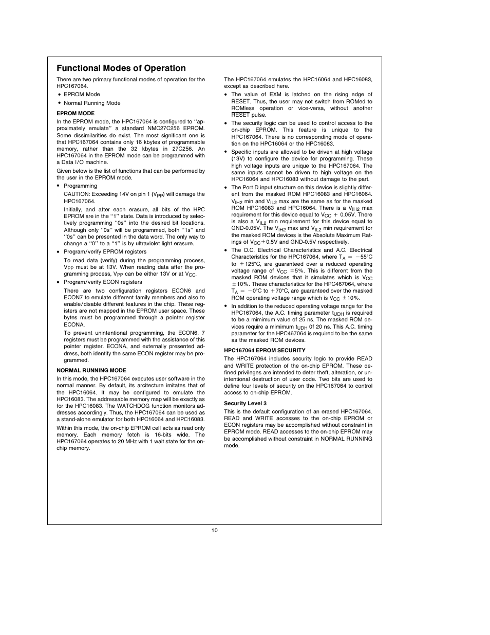 Functional modes of operation | National Instruments HPC167064 User Manual | Page 10 / 34