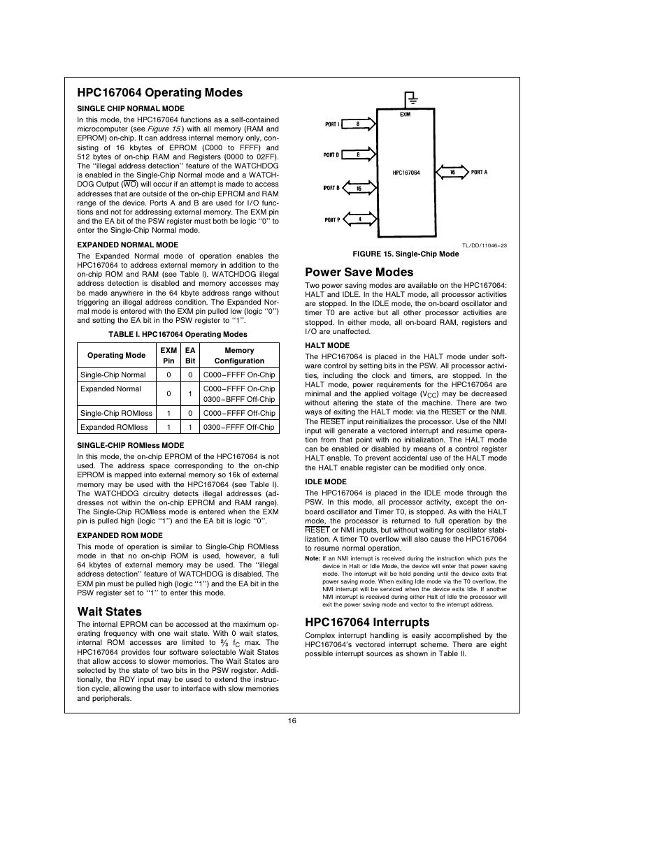 Wait states, Power save modes | National Instruments HPC167064 User Manual | Page 16 / 34