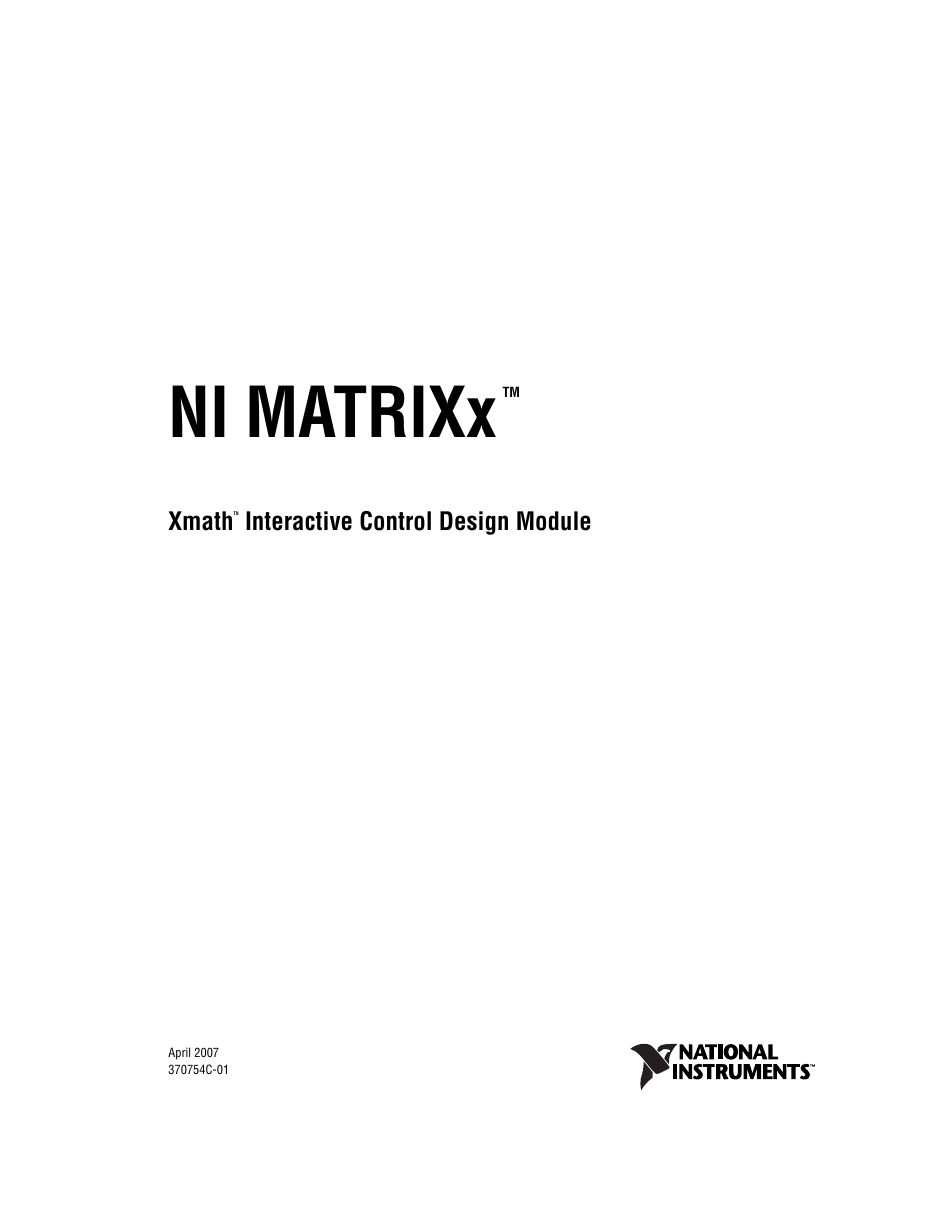 National Instruments Xmath Interactive Control Design Module ICDM User Manual | 129 pages