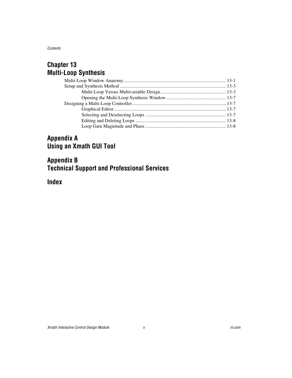 Chapter 13 multi-loop synthesis | National Instruments Xmath Interactive Control Design Module ICDM User Manual | Page 10 / 129