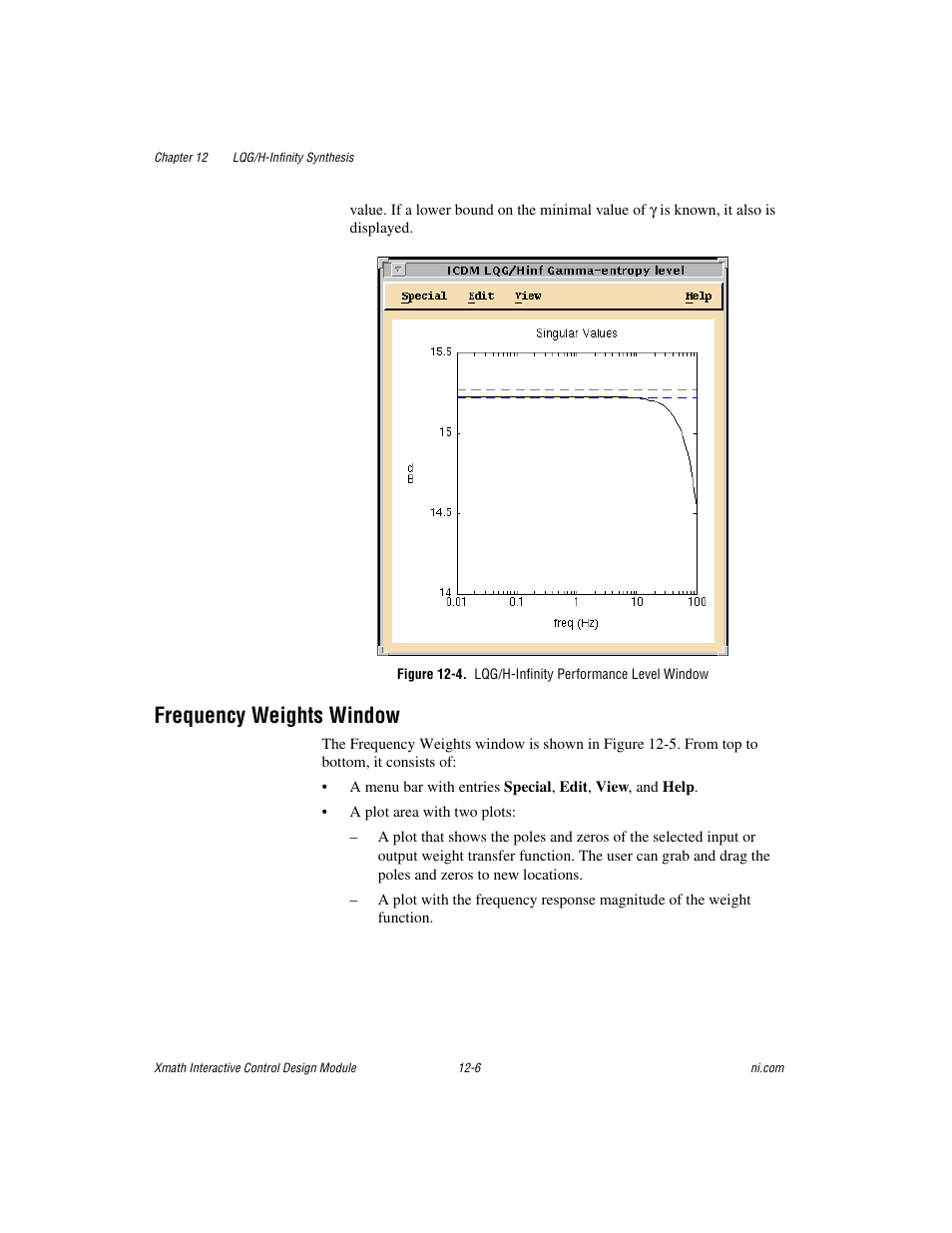 Frequency weights window, Frequency weights window -6 | National Instruments Xmath Interactive Control Design Module ICDM User Manual | Page 100 / 129