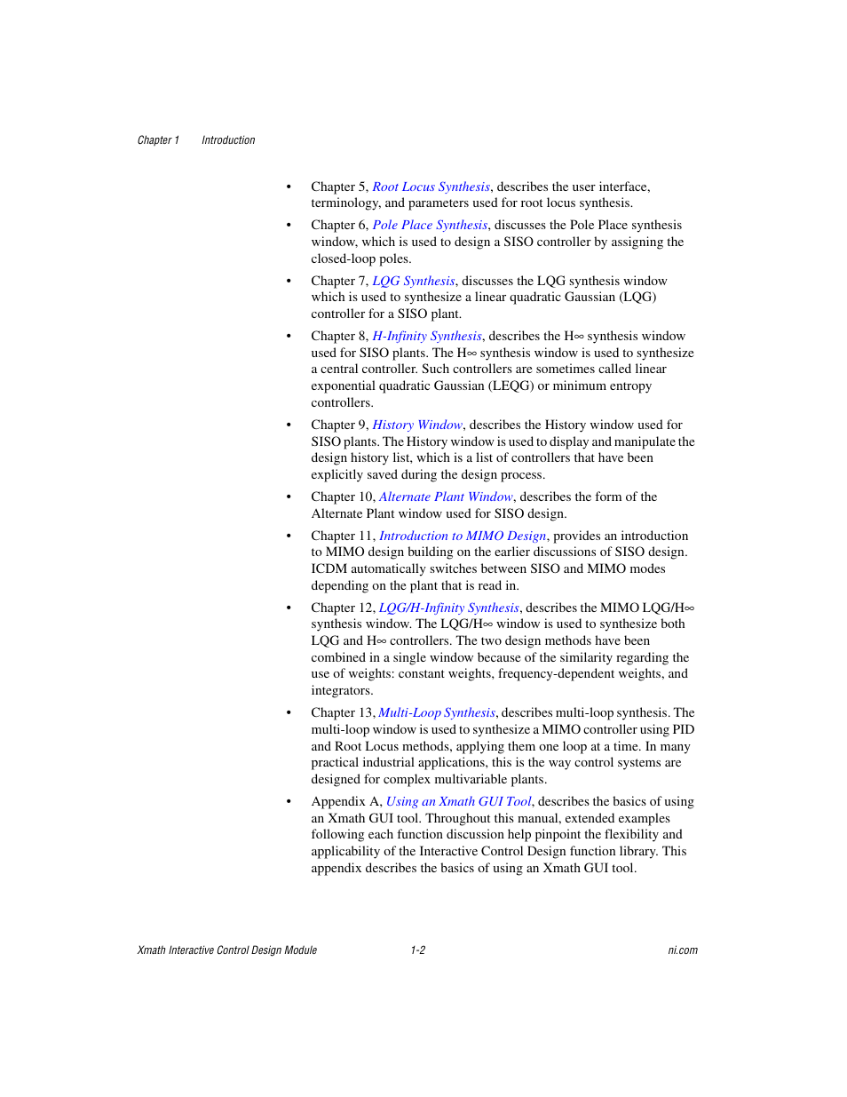 National Instruments Xmath Interactive Control Design Module ICDM User Manual | Page 12 / 129