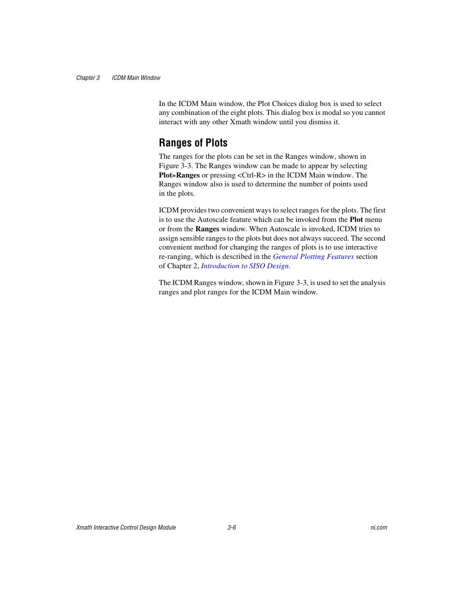 Ranges of plots, Ranges of plots -6 | National Instruments Xmath Interactive Control Design Module ICDM User Manual | Page 37 / 129