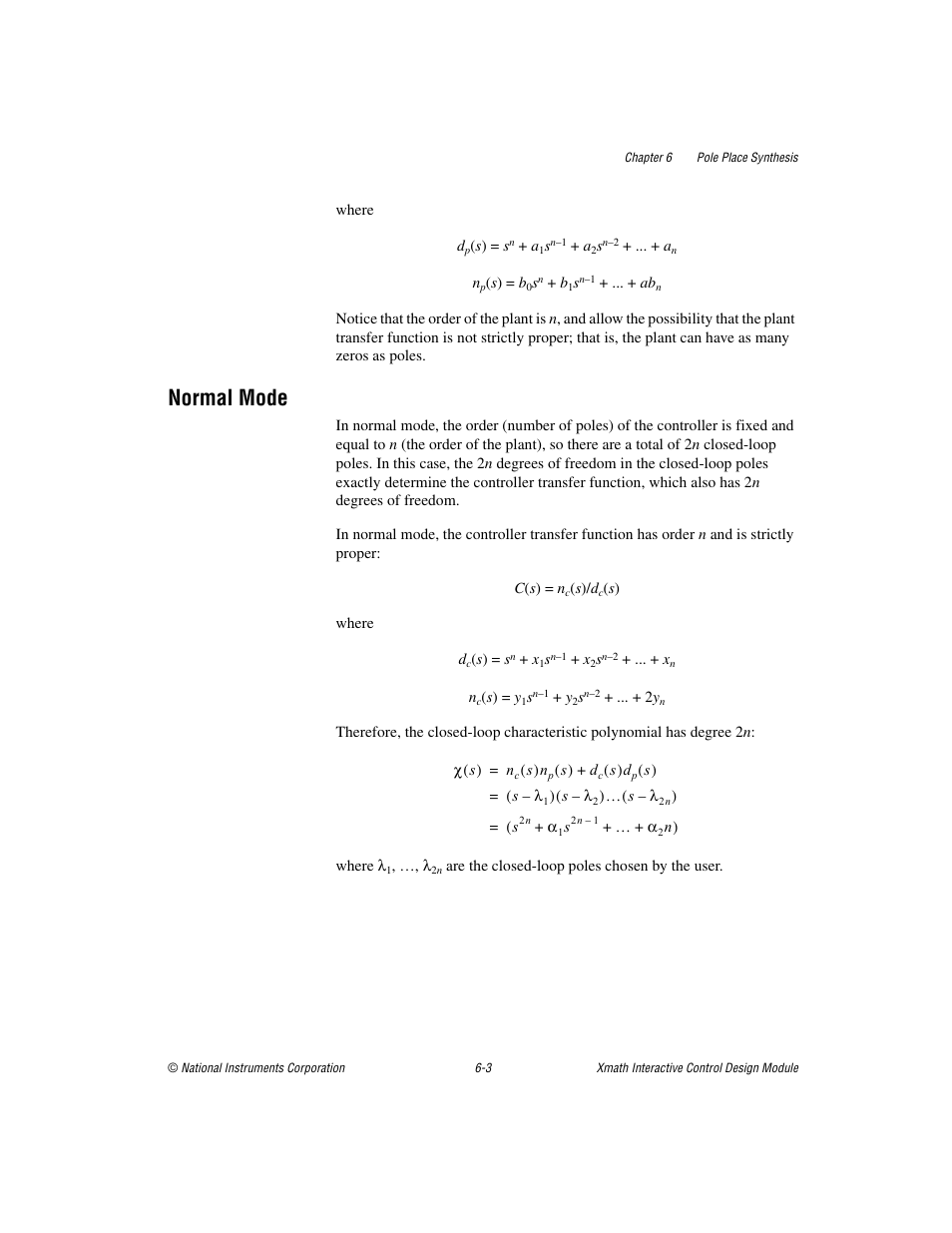 Normal mode, Normal mode -3 | National Instruments Xmath Interactive Control Design Module ICDM User Manual | Page 58 / 129