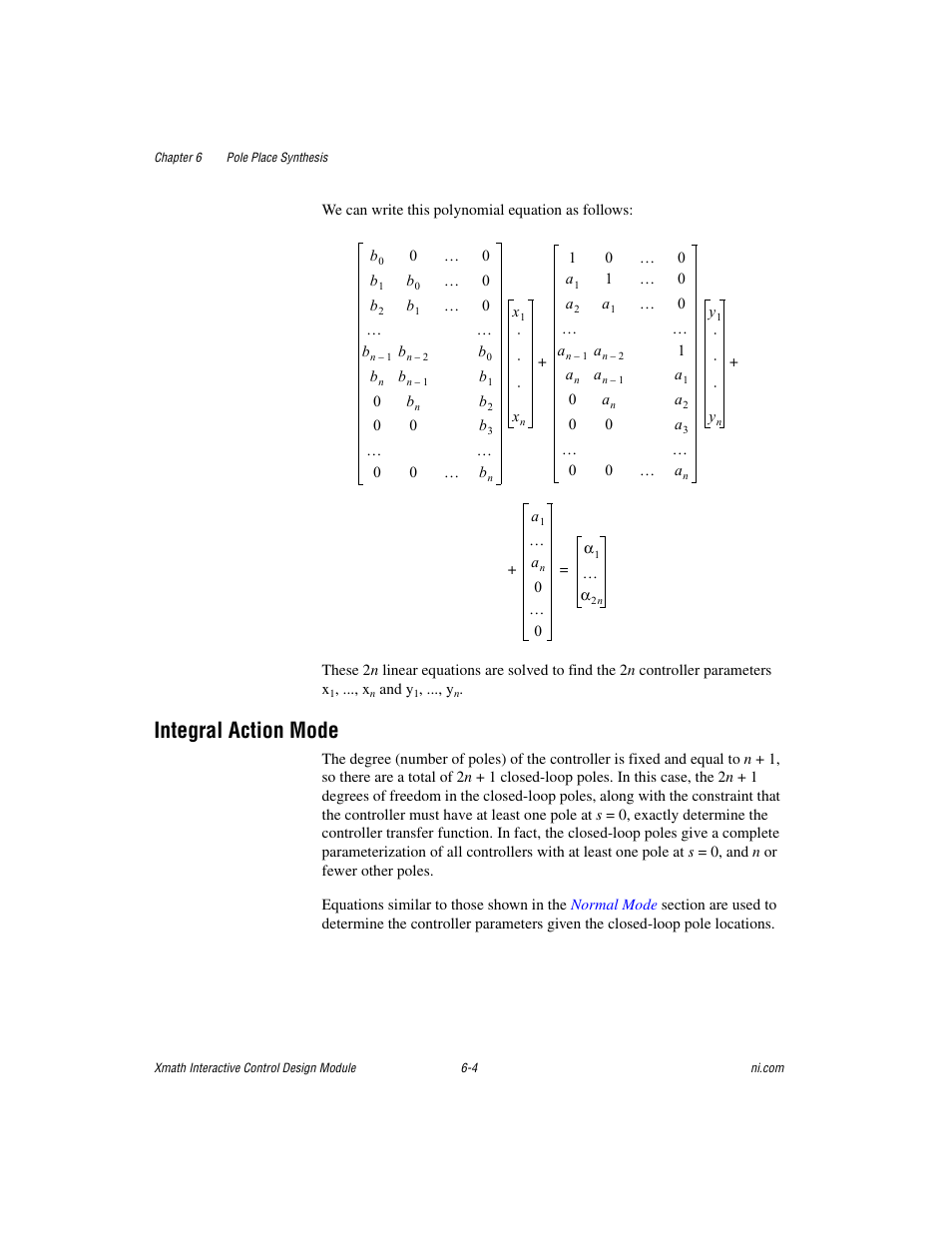 Integral action mode, Integral action mode -4 | National Instruments Xmath Interactive Control Design Module ICDM User Manual | Page 59 / 129