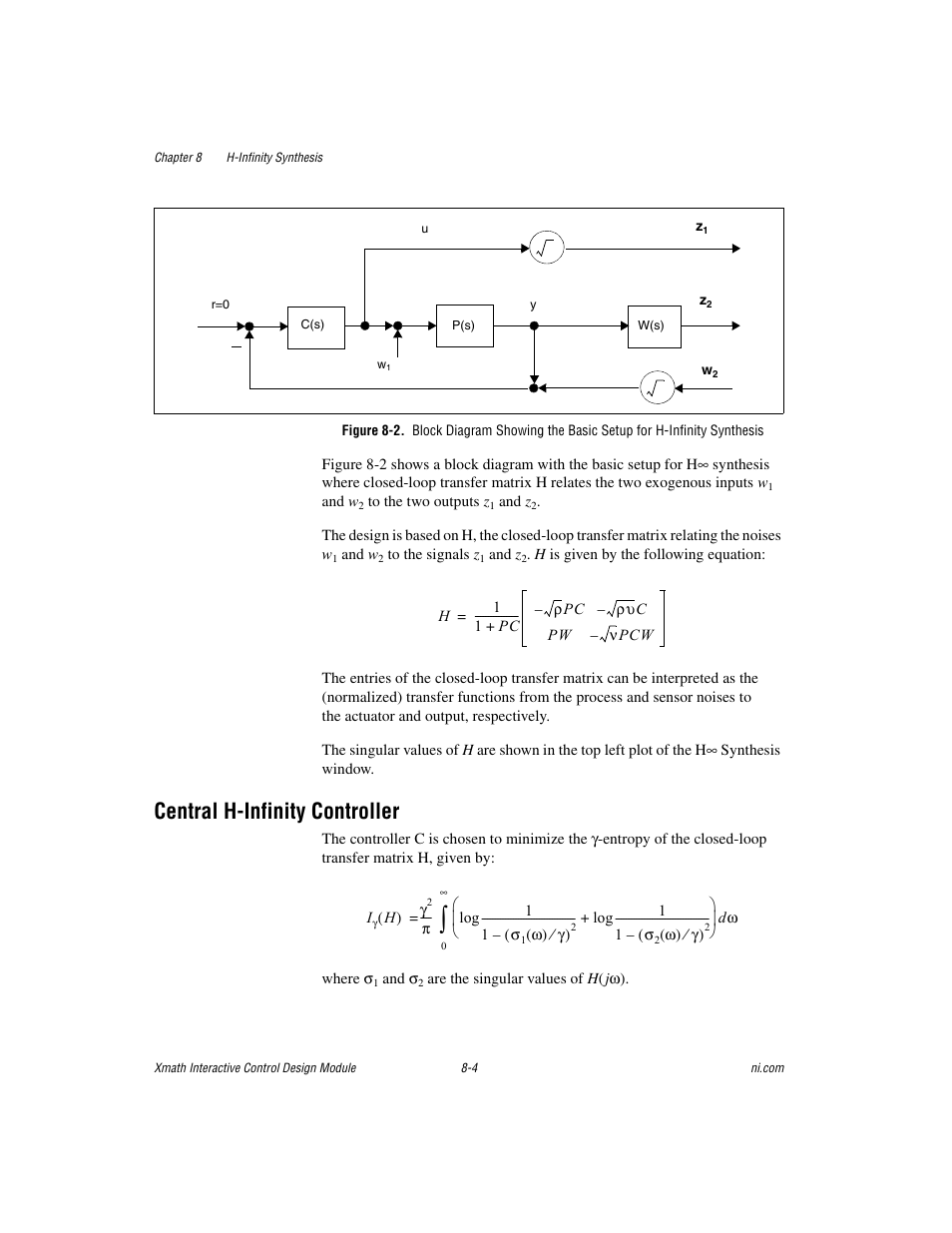 Central h-infinity controller, Central h-infinity controller -4 | National Instruments Xmath Interactive Control Design Module ICDM User Manual | Page 73 / 129