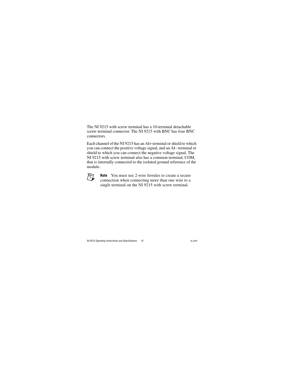 National Instruments NI 9215 User Manual | Page 10 / 34