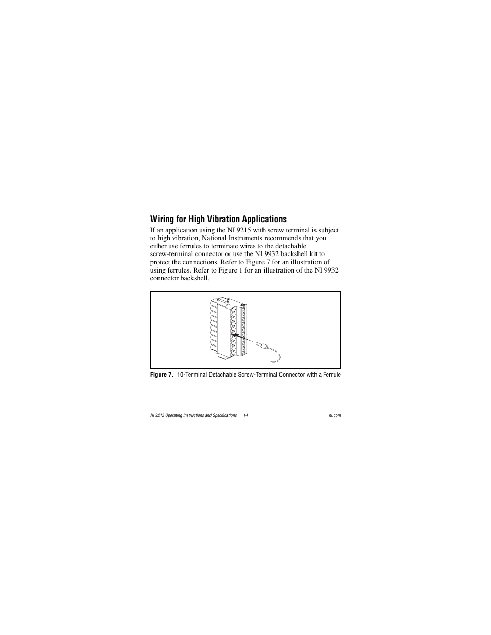 Wiring for high vibration applications | National Instruments NI 9215 User Manual | Page 14 / 34