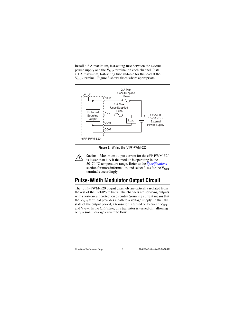 Figure 3. wiring the [c]fp-pwm-520, Pulse-width modulator output circuit | National Instruments cFP-PWM-520 User Manual | Page 5 / 19