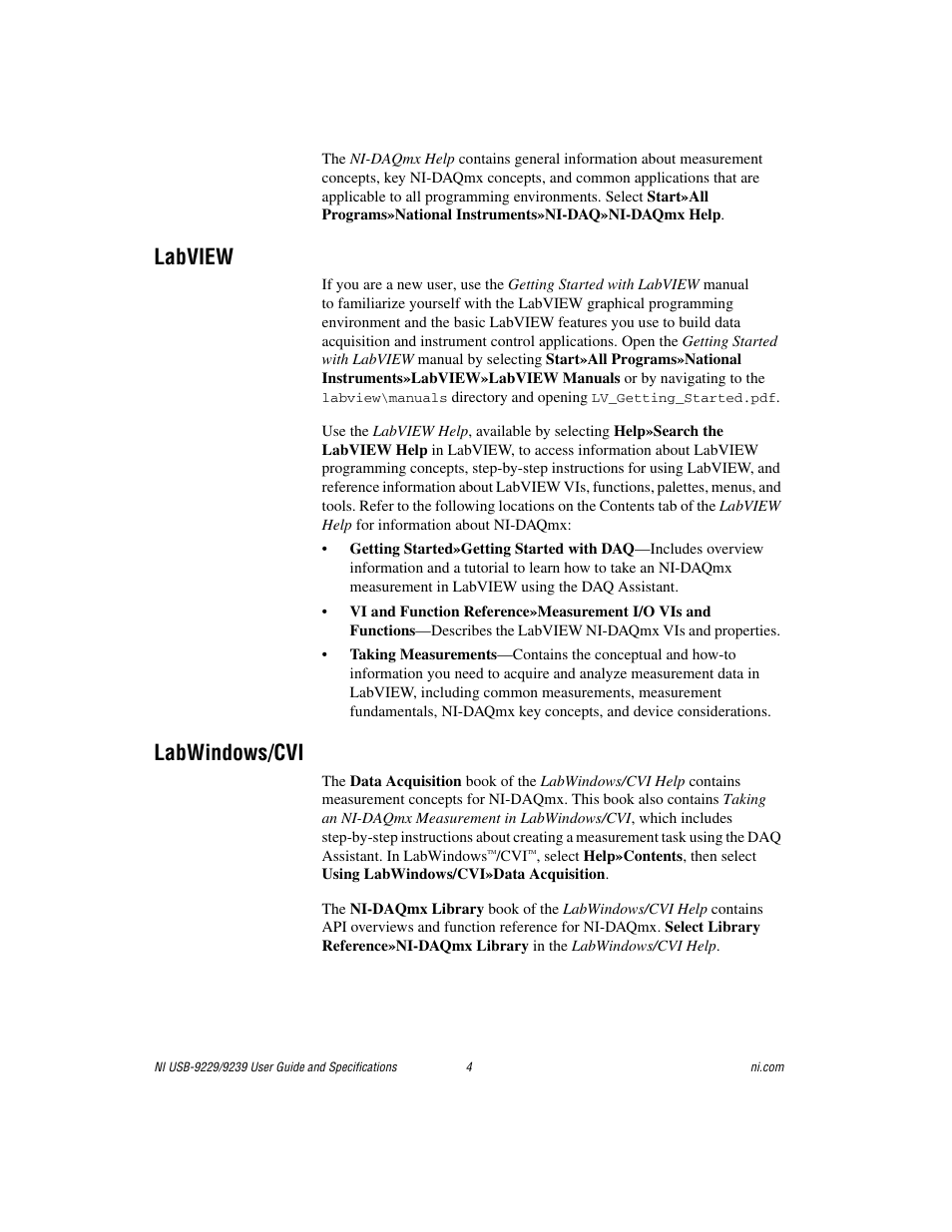 Labview, Labwindows/cvi | National Instruments NI USB-9229 User Manual | Page 4 / 20