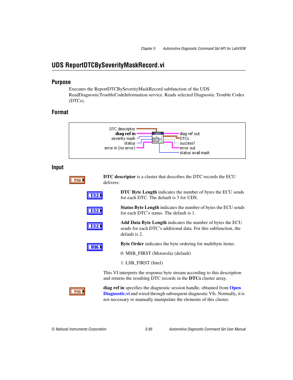 Uds reportdtcbyseveritymaskrecord.vi, Uds reportdtcbyseveritymaskrecord.vi -95 | National Instruments CAN 372139B-01 User Manual | Page 121 / 301