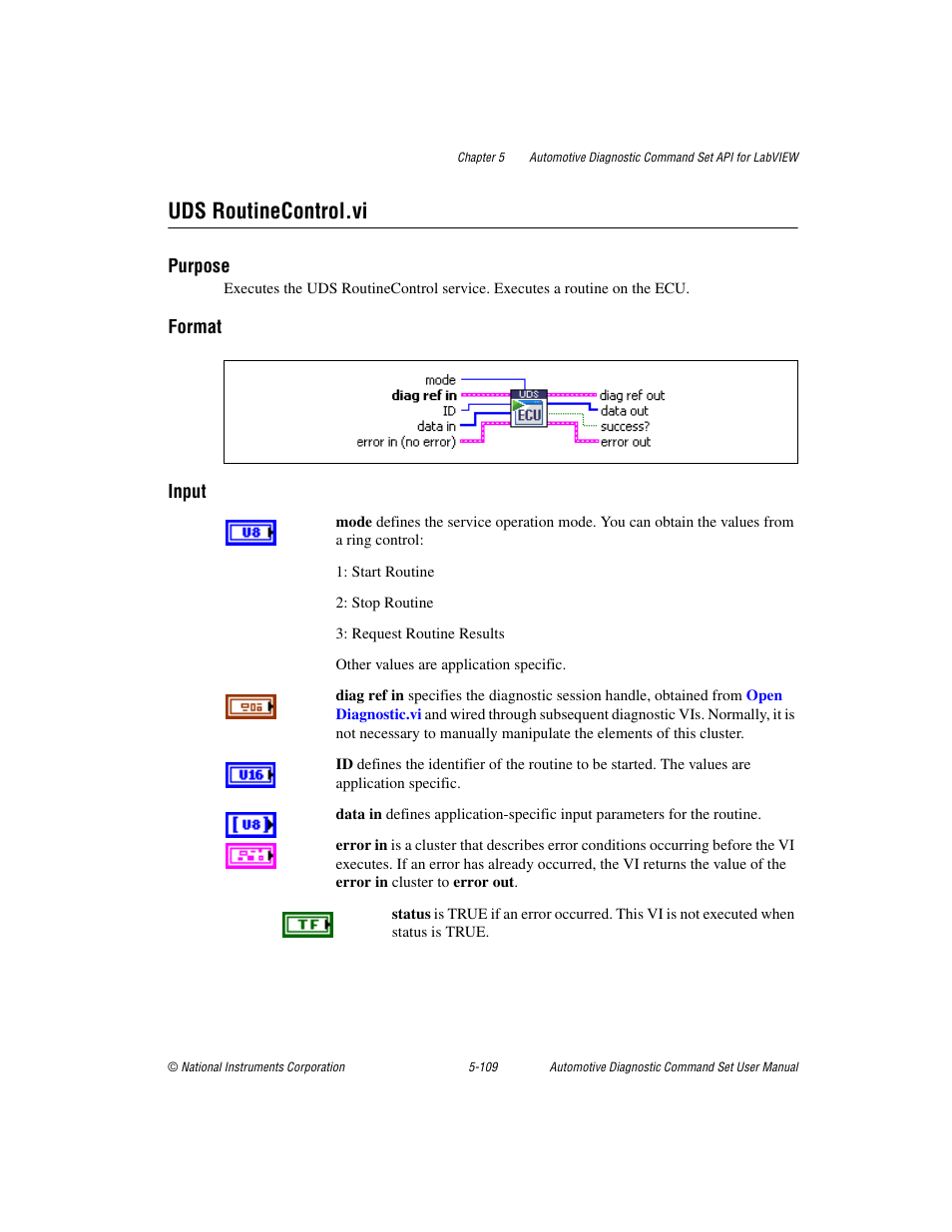 Uds routinecontrol.vi, Uds routinecontrol.vi -109 | National Instruments CAN 372139B-01 User Manual | Page 135 / 301