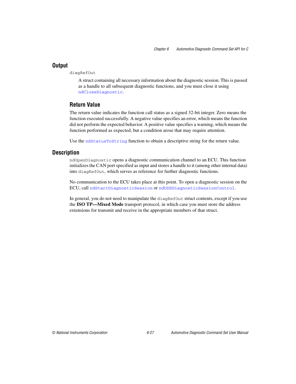 Output, Return value, Description | National Instruments CAN 372139B-01 User Manual | Page 191 / 301