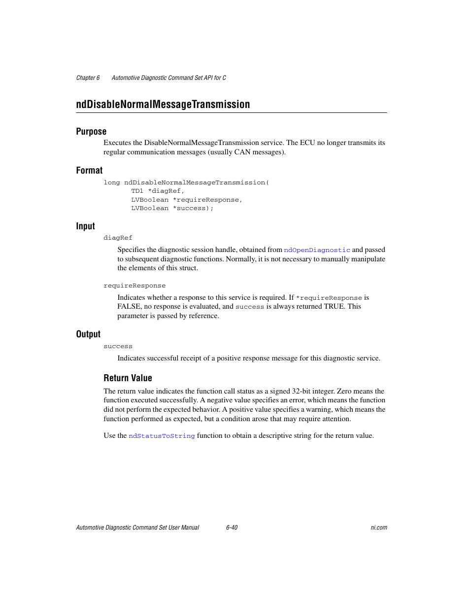 Nddisablenormalmessagetransmission, Nddisablenormalmessagetransmission -40 | National Instruments CAN 372139B-01 User Manual | Page 204 / 301