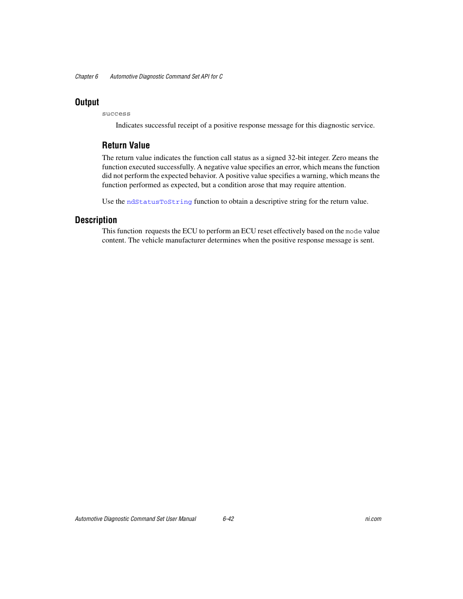 Output, Return value, Description | National Instruments CAN 372139B-01 User Manual | Page 206 / 301