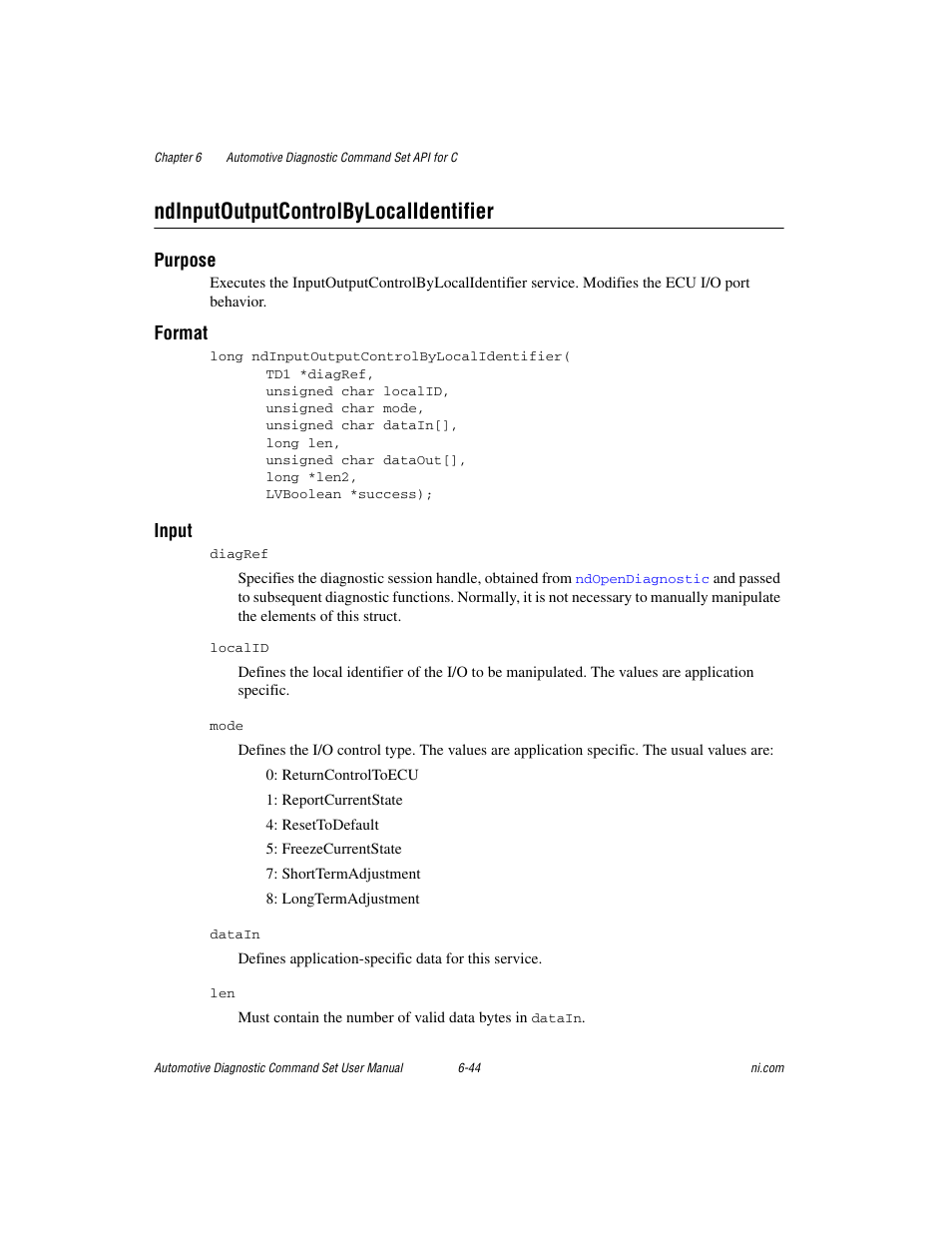 Ndinputoutputcontrolbylocalidentifier, Ndinputoutputcontrolbylocalidentifier -44 | National Instruments CAN 372139B-01 User Manual | Page 208 / 301