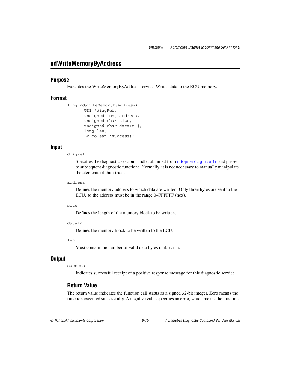 Ndwritememorybyaddress, Ndwritememorybyaddress -75 | National Instruments CAN 372139B-01 User Manual | Page 239 / 301