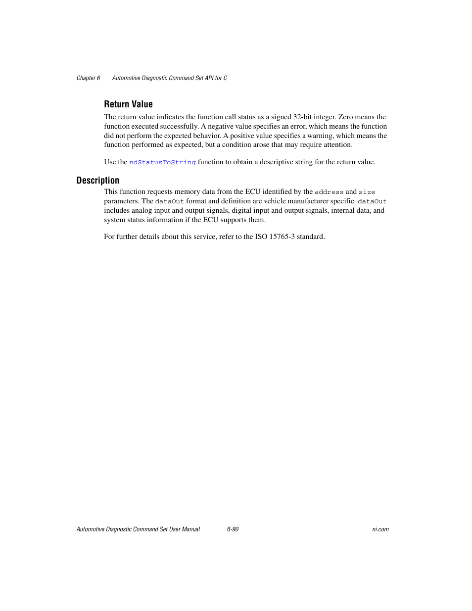 Return value, Description | National Instruments CAN 372139B-01 User Manual | Page 254 / 301