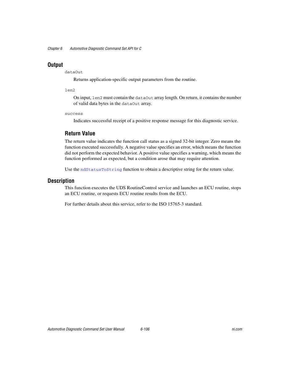 Output, Return value, Description | National Instruments CAN 372139B-01 User Manual | Page 270 / 301