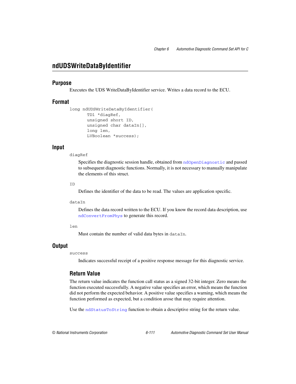 Ndudswritedatabyidentifier, Ndudswritedatabyidentifier -111 | National Instruments CAN 372139B-01 User Manual | Page 275 / 301