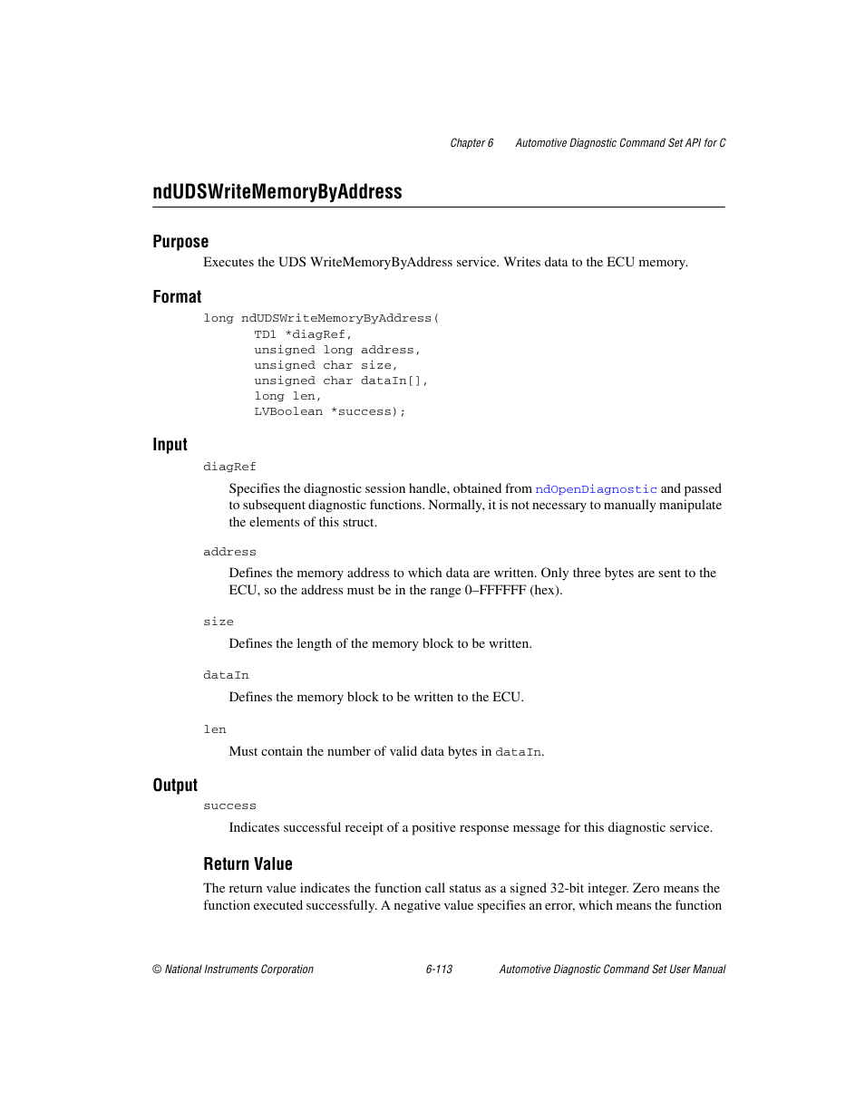 Ndudswritememorybyaddress, Ndudswritememorybyaddress -113 | National Instruments CAN 372139B-01 User Manual | Page 277 / 301