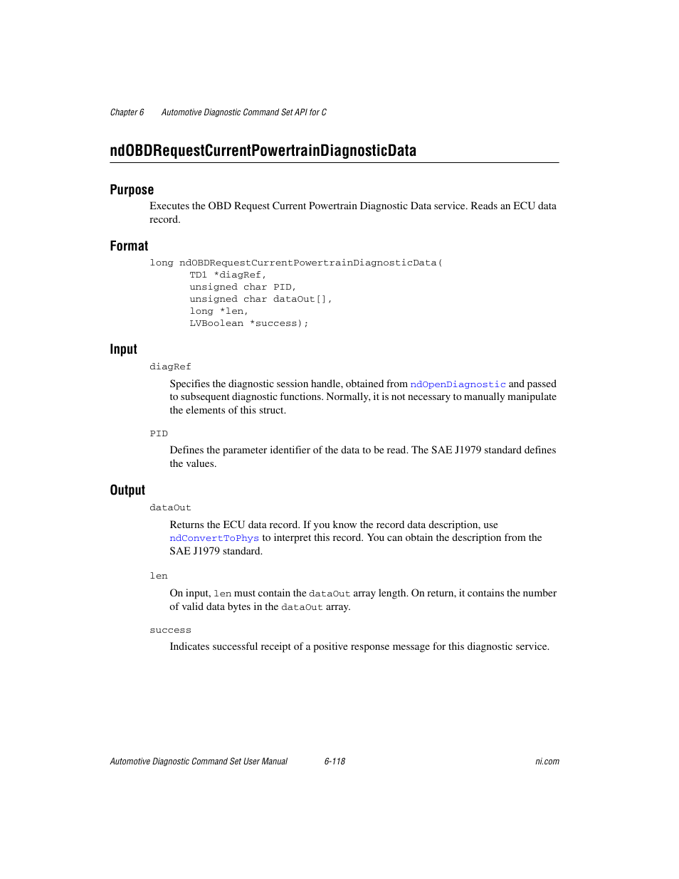 Ndobdrequestcurrentpowertraindiagnosticdata, Ndobdrequestcurrentpowertraindiagnosticdata -118 | National Instruments CAN 372139B-01 User Manual | Page 282 / 301