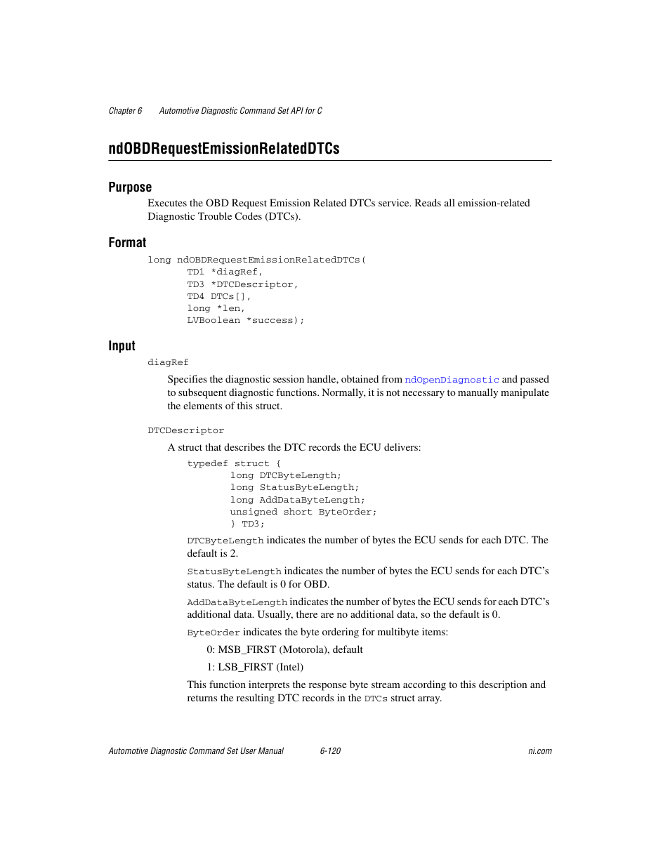 Ndobdrequestemissionrelateddtcs, Ndobdrequestemissionrelateddtcs -120 | National Instruments CAN 372139B-01 User Manual | Page 284 / 301