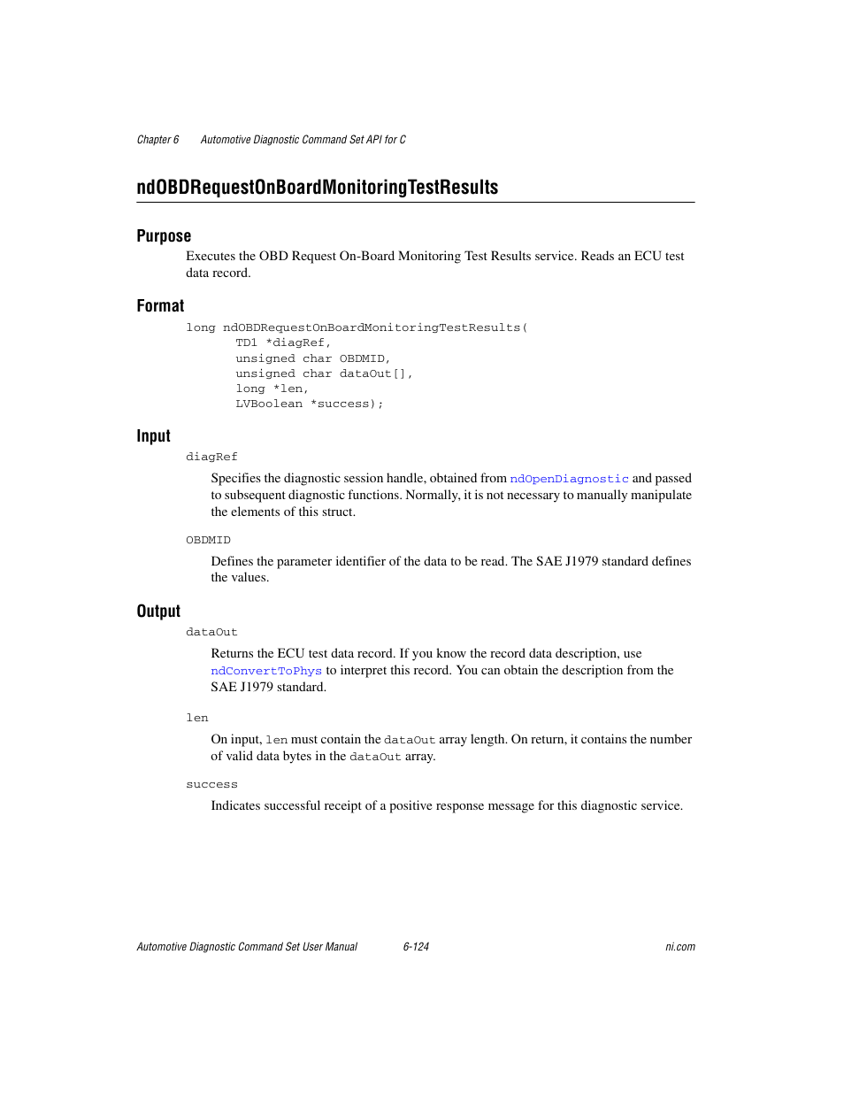 Ndobdrequestonboardmonitoringtestresults, Ndobdrequestonboardmonitoringtestresults -124 | National Instruments CAN 372139B-01 User Manual | Page 288 / 301