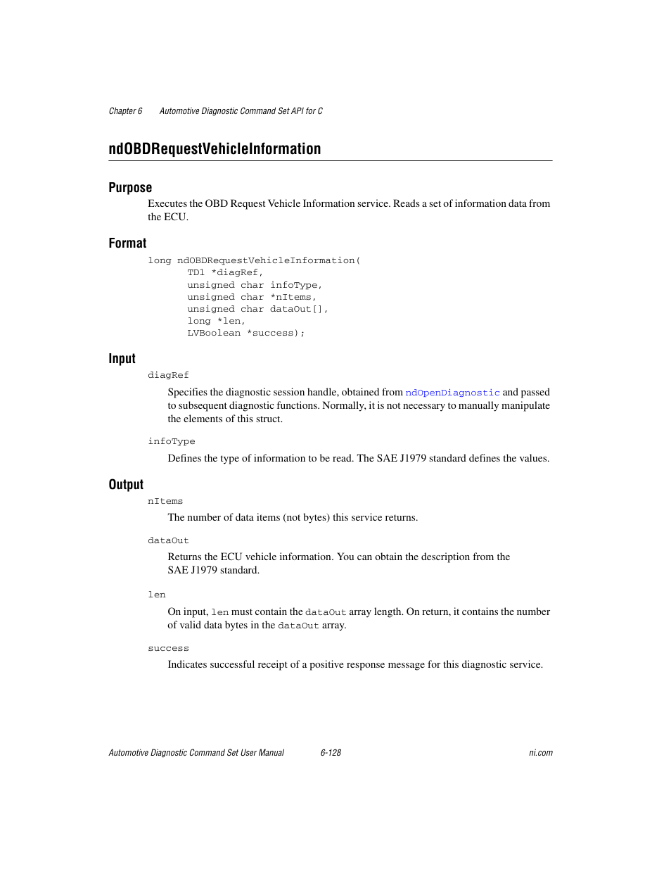 Ndobdrequestvehicleinformation, Ndobdrequestvehicleinformation -128 | National Instruments CAN 372139B-01 User Manual | Page 292 / 301