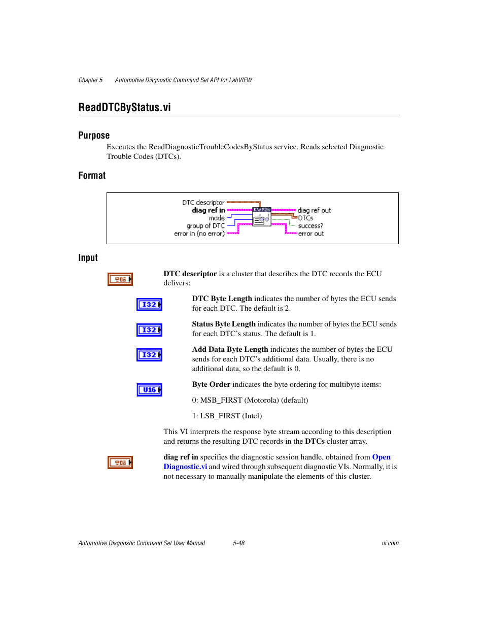 Readdtcbystatus.vi, Readdtcbystatus.vi -48 | National Instruments CAN 372139B-01 User Manual | Page 74 / 301