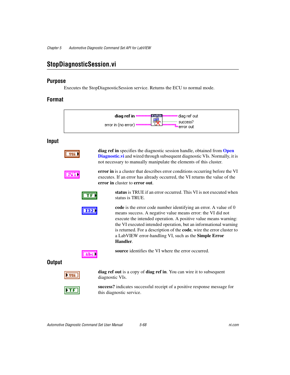Stopdiagnosticsession.vi, Stopdiagnosticsession.vi -68 | National Instruments CAN 372139B-01 User Manual | Page 94 / 301