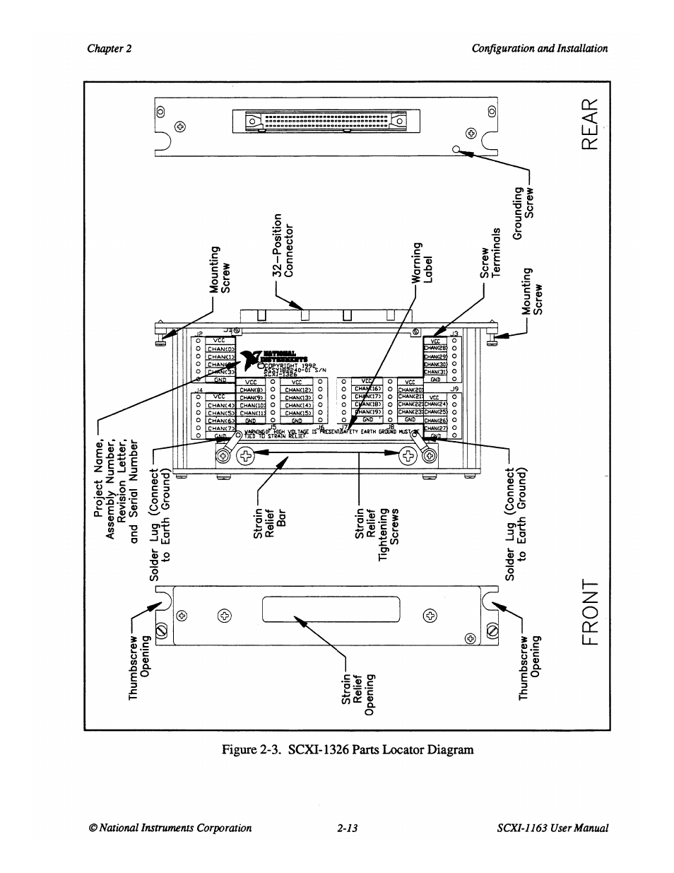 Figure 2-3. scxi-1326 parts locator diagram, Figure 2-3, Scxi-1326 parts locator diagram | National Instruments SCXI-1163 User Manual | Page 28 / 103