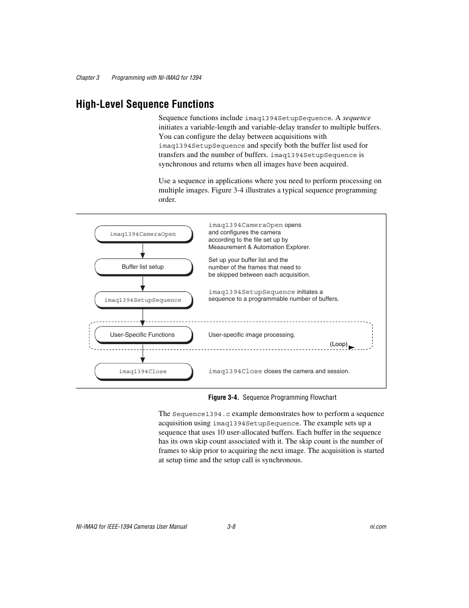 High-level sequence functions, Figure 3-4. sequence programming flowchart, High-level sequence functions -8 | National Instruments NI-IMAQ User Manual | Page 24 / 52