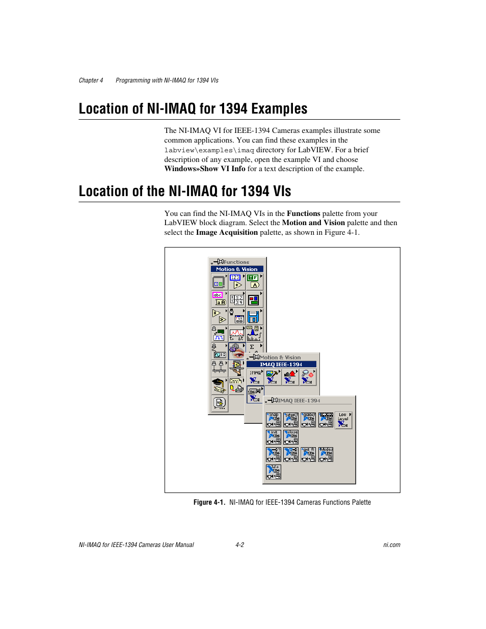 Location of ni-imaq for 1394 examples, Location of the ni-imaq for 1394 vis | National Instruments NI-IMAQ User Manual | Page 28 / 52