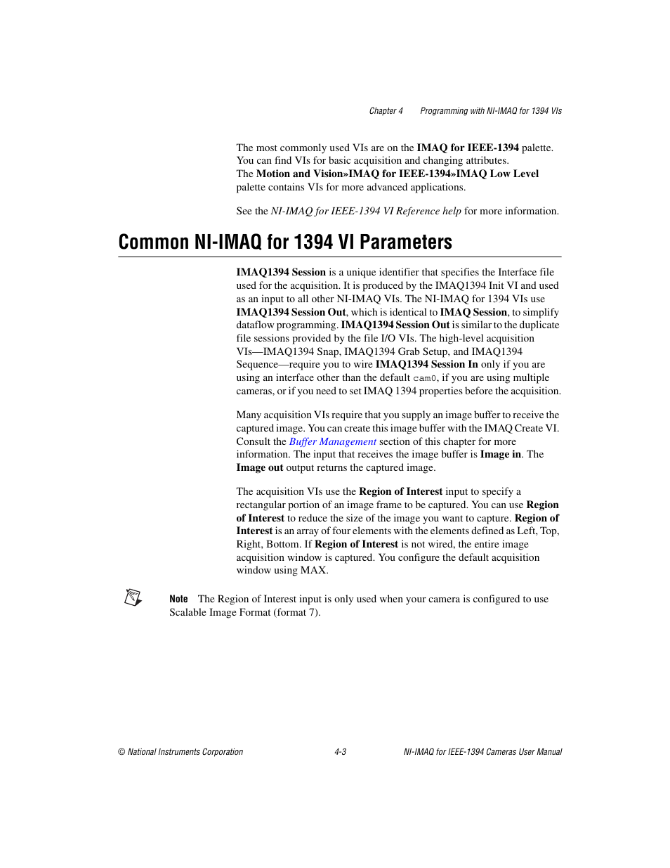 Common ni-imaq for 1394 vi parameters, Common ni-imaq for 1394 vi parameters -3 | National Instruments NI-IMAQ User Manual | Page 29 / 52