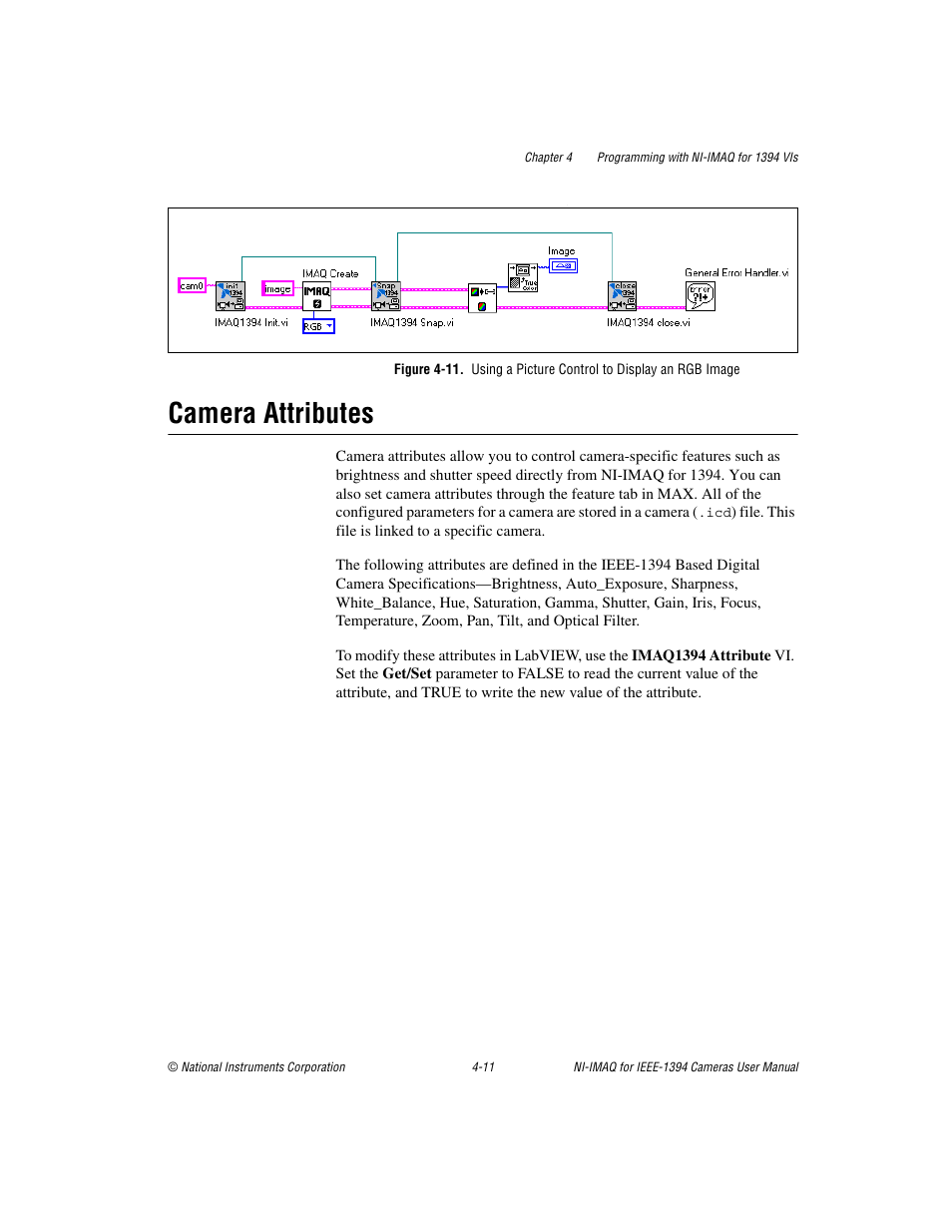 Camera attributes, Camera attributes -11 | National Instruments NI-IMAQ User Manual | Page 37 / 52