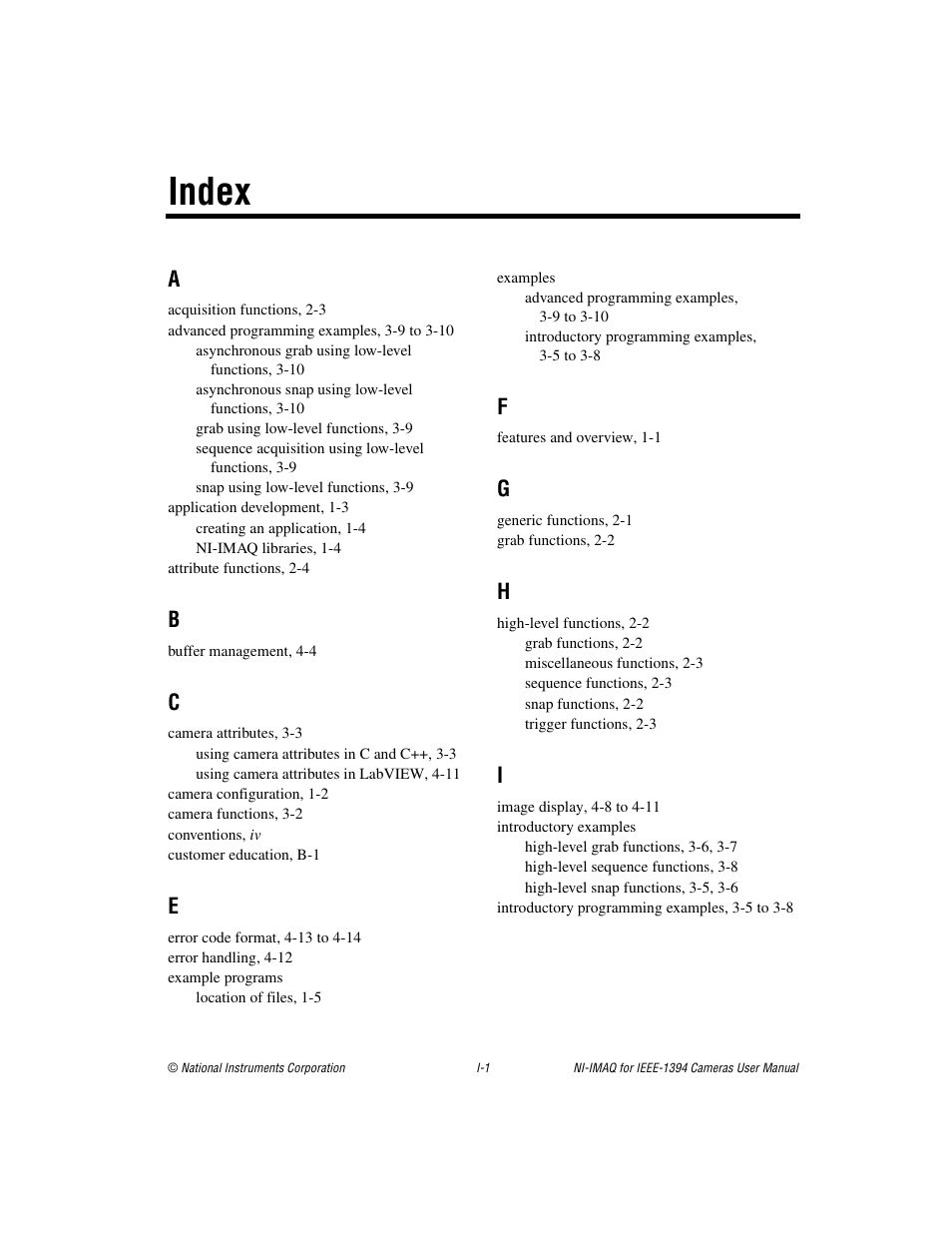 Index | National Instruments NI-IMAQ User Manual | Page 51 / 52