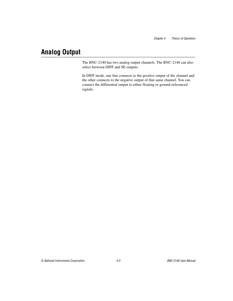 Analog output, Analog output -3 | National Instruments BNC -2140 User Manual | Page 20 / 32