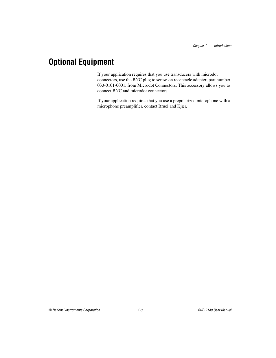 Optional equipment, Optional equipment -3 | National Instruments BNC -2140 User Manual | Page 9 / 32