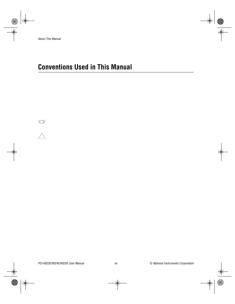 Conventions used in this manual | National Instruments PCI-6023E User Manual | Page 10 / 132
