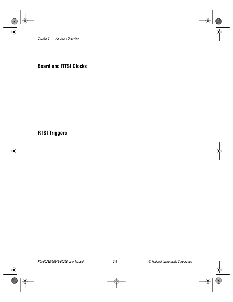 Board and rtsi clocks, Rtsi triggers, Board and rtsi clocks -8 | Rtsi triggers -8, Indicated in the | National Instruments PCI-6023E User Manual | Page 28 / 132